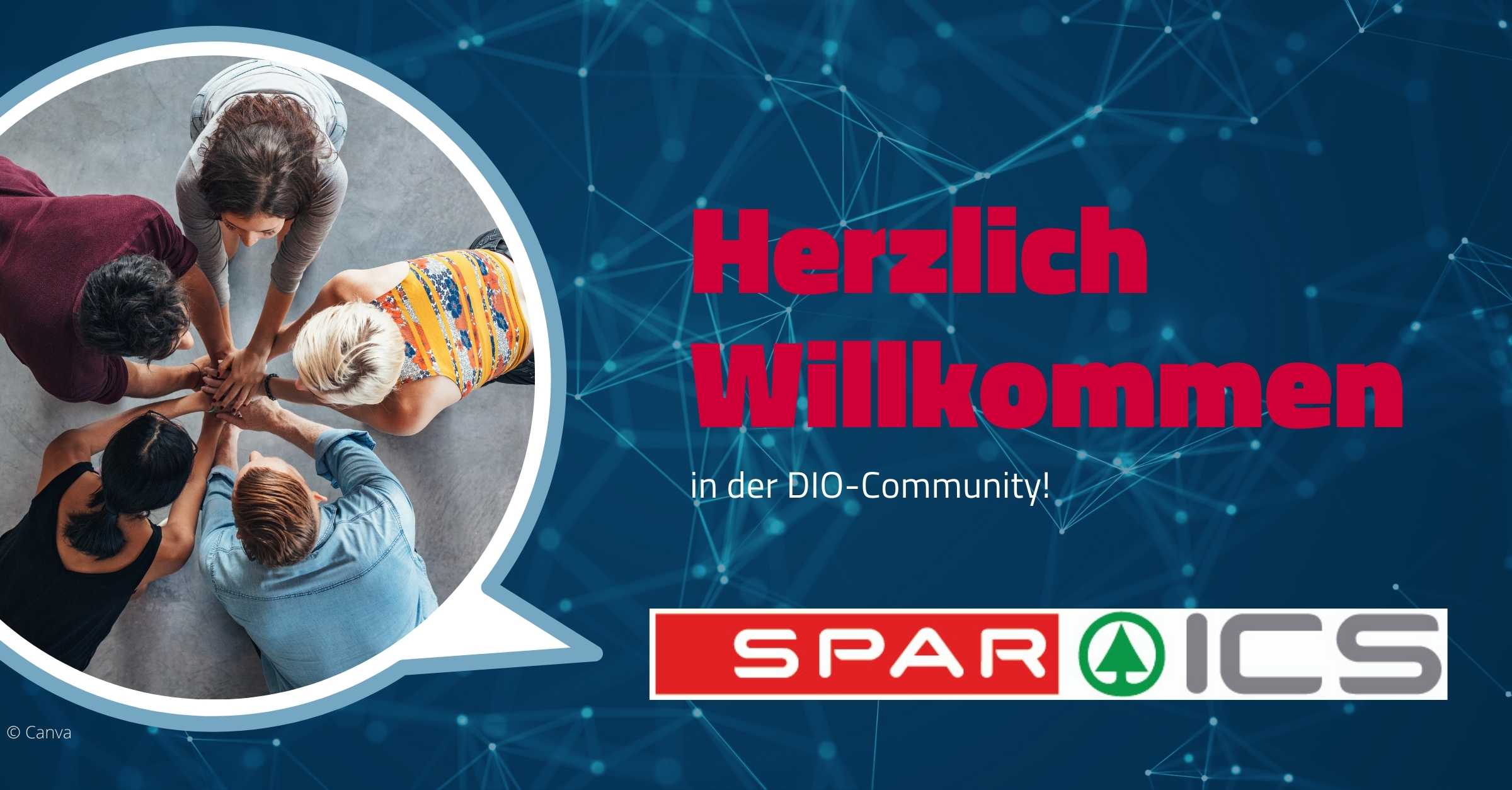 Beitragsbild mit den Worten Herzlich Willkommen in der DIO Community SPAR ICS