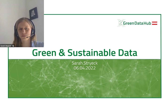 Sarah Stryeck bei ihrem Vortrag zu Green and Sustainable Data am 06. April 2022